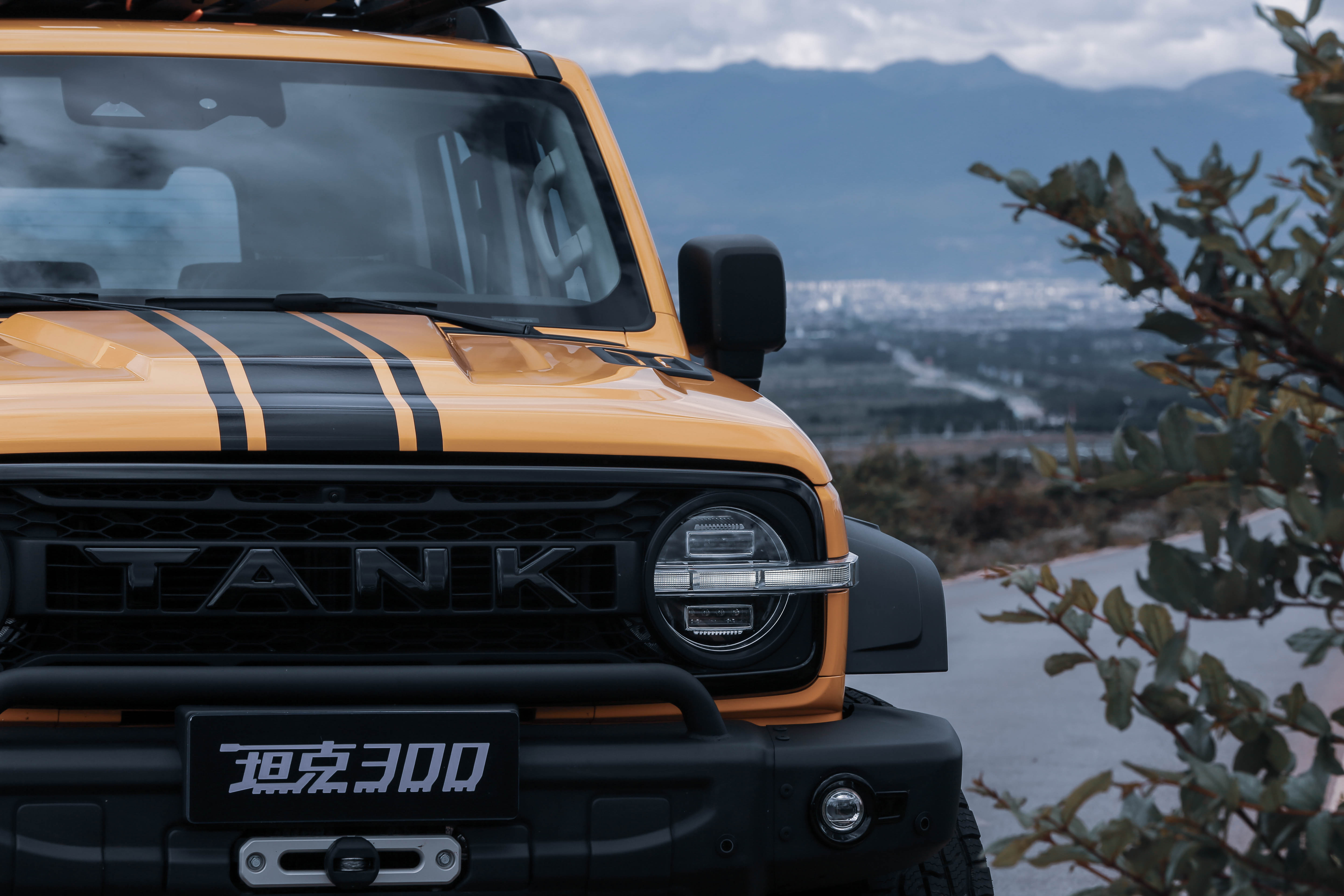 从官图来看,新车的前脸造型比较粗犷,扁平的格栅内部加入了"tank"字样