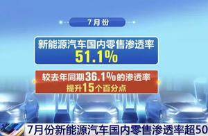 7月新能源市场渗透率破五成，绿牌正式成为多数派