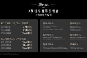 7.98万-12.98万元，家庭的第一台“智驾车”第二代秦PLUS智驾版来了！