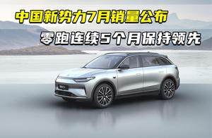 中国新势力7月销量公布 零跑连续5个月保持领先