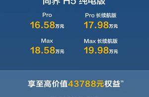 尚界H5上市，售价15.98-19.98万元