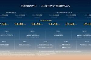 续航超 1500km+终身 NOA！吉利银河M9 17.38 万起上市