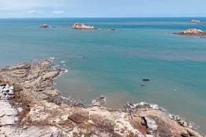 航拍湄洲岛景点湄屿潮音