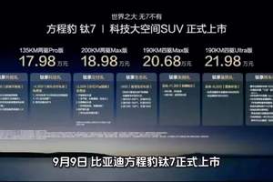 比亚迪方程豹钛7上市，这价格确实被震撼到