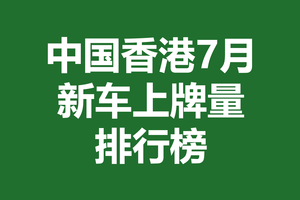 中国香港7月新车上牌量排行榜