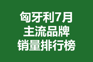 匈牙利7月主流品牌销量排行榜