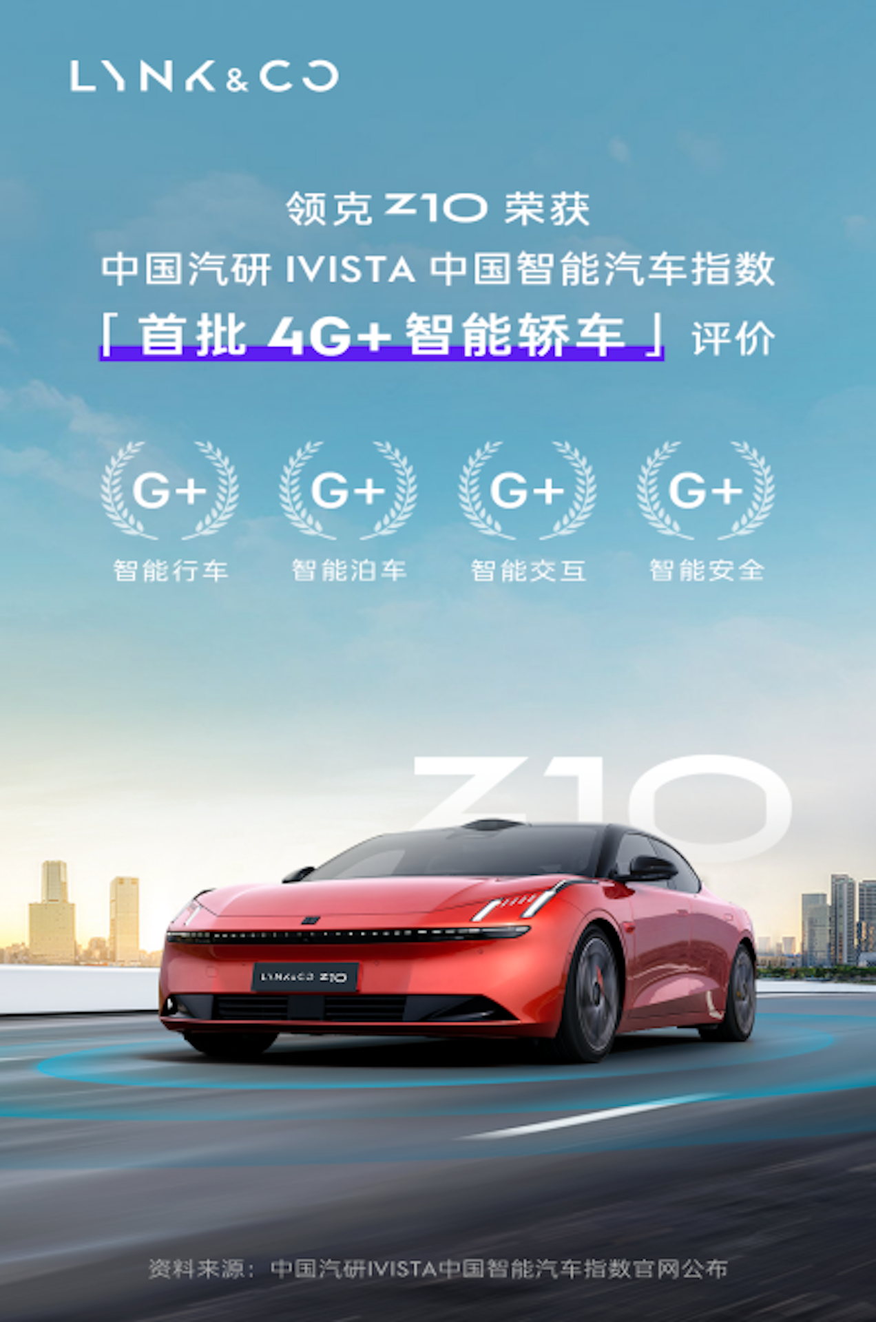 领克Z10成为首款获中国汽研4G+认证的智能轿车