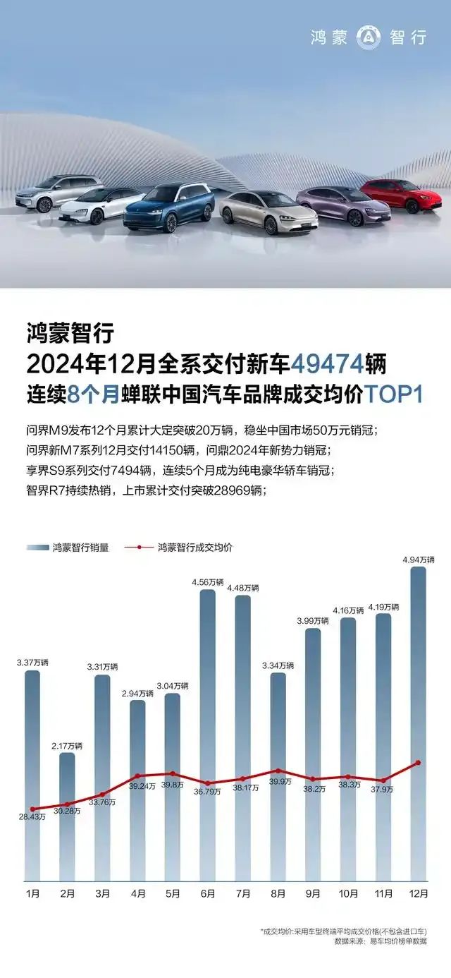 2024年销量成绩出炉：比亚迪夺冠，鸿蒙智行卖爆