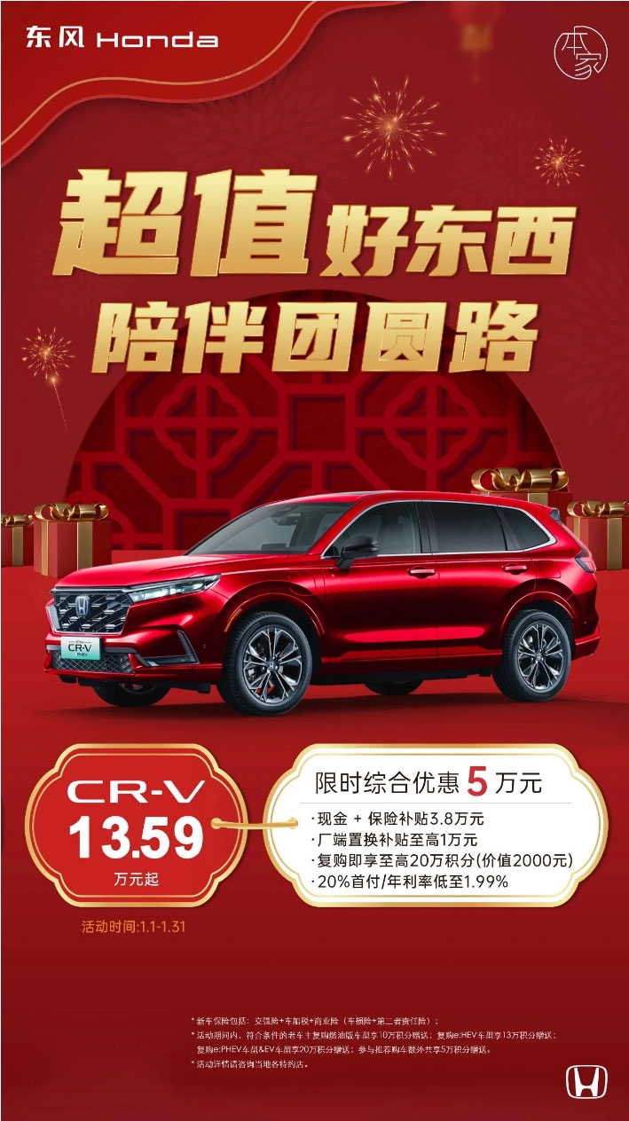 东风Honda CR-V四季度销量环比飙升近60%！2024年国内终端销量近18万辆