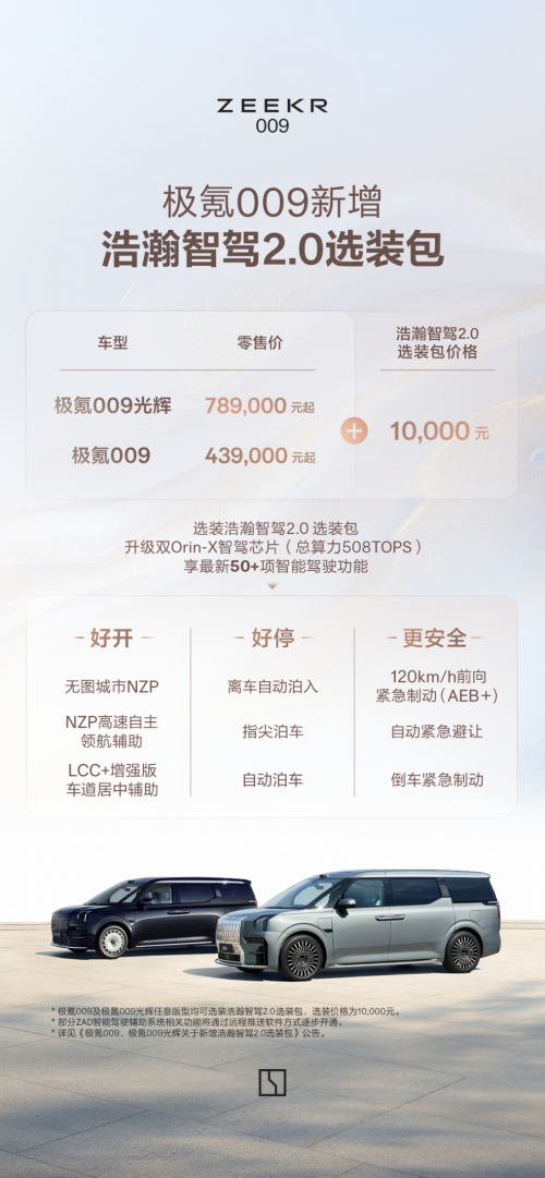 智驾卷到MPV，极氪009加1万选装浩瀚智驾2.0！