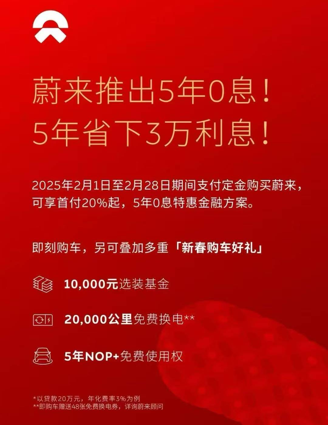 蔚来1月交付同比增长37.9%，推出5年0息限时优惠政策