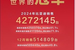 新能源汽车领军者实力绽放，比亚迪2024年勇夺销量三冠王