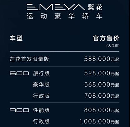 2025款莲花Emeya繁花上市 52.8万元起售