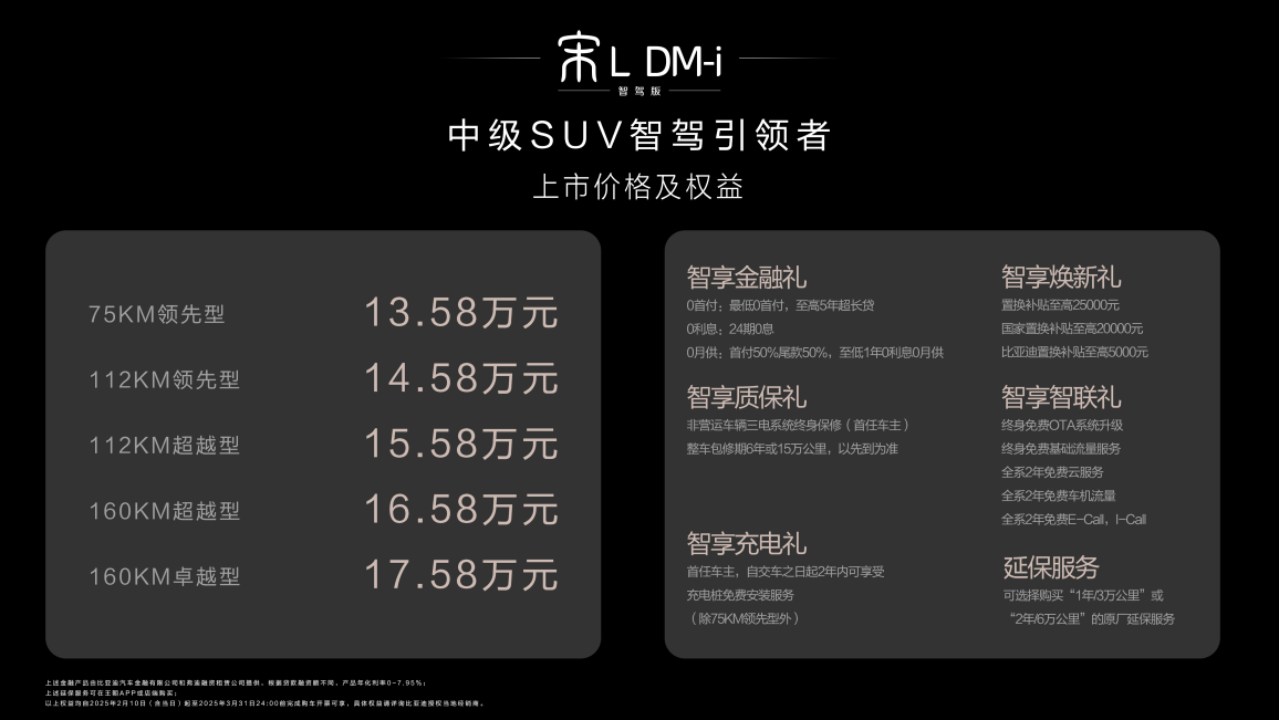 13.58万起，颠覆中级SUV智驾标准，比亚迪宋L DM-i智驾版来了！