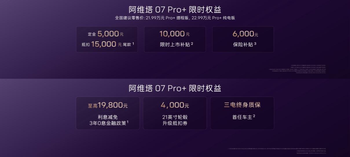 阿维塔07 Pro+上市21.99万起，全系标配华为乾崑智驾还有鸿蒙座舱