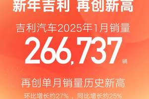 2025年1月销量出炉，吉利爆表、小鹏夺冠、长城得努力