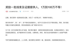 比亚迪为新一批线索及证据提供人奖励1-100万，将打击“黑公关”进行到底