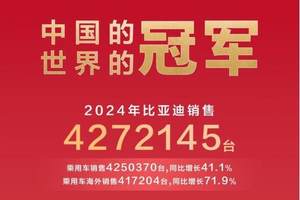 2024年全球车企销量排行榜前十出炉，比亚迪排名第五