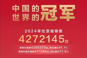 比亚迪 2024 年全球销量三冠王，彰显新能源汽车领军实力