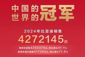 比亚迪 2024 年全球销量三冠王，彰显新能源汽车领军实力