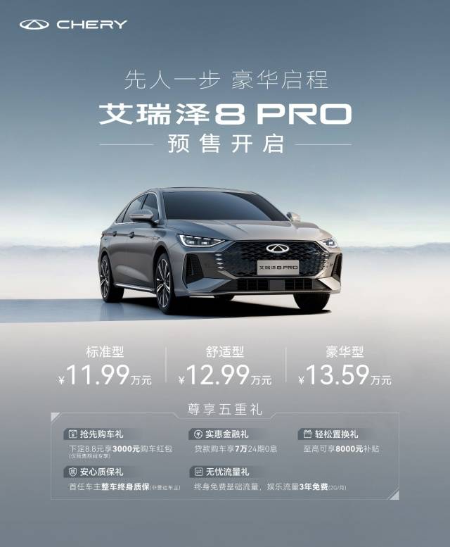 11.99万元起，艾瑞泽8 PRO携五重好礼正式开启预售！