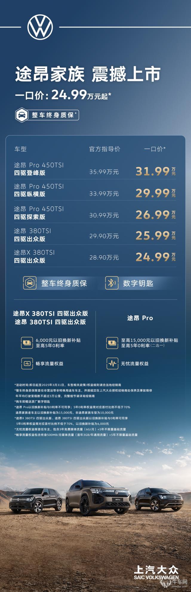 一口价➕整车终身质保 途昂Pro