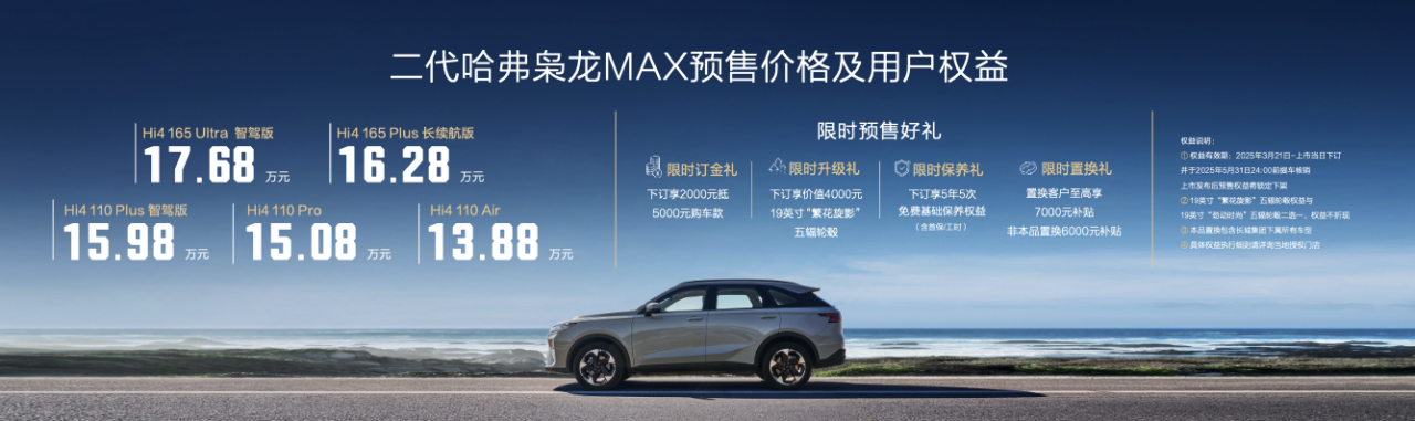 二代哈弗枭龙MAX预售开启：13.88万起