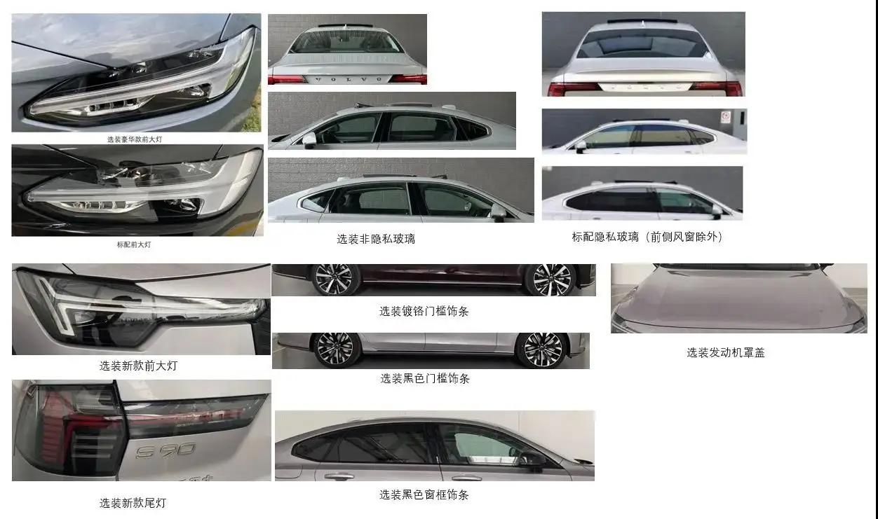 两种外观，两种动力，14种轮毂，新款沃尔沃S90申报图曝光