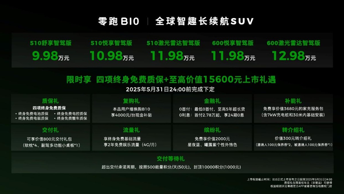 零跑B10激光雷达+高通旗舰双芯组合 上市指导价仅11.98万起