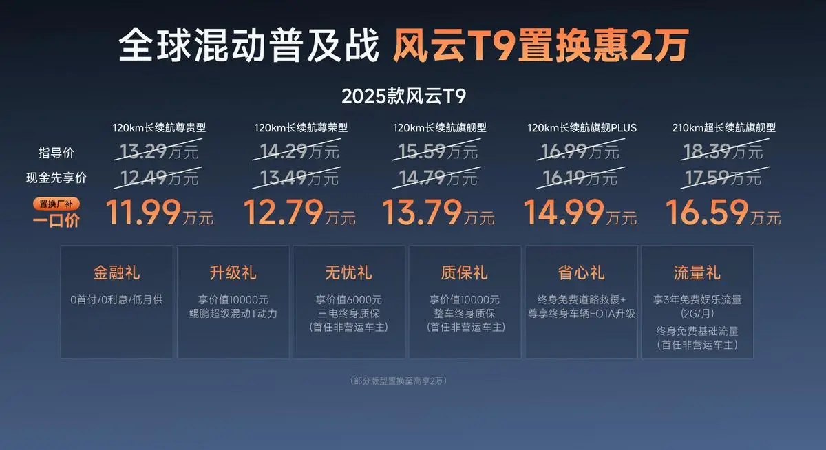 豪华体验 全民共享，2025款风云T9上市，置换厂补一口价11.99万元起