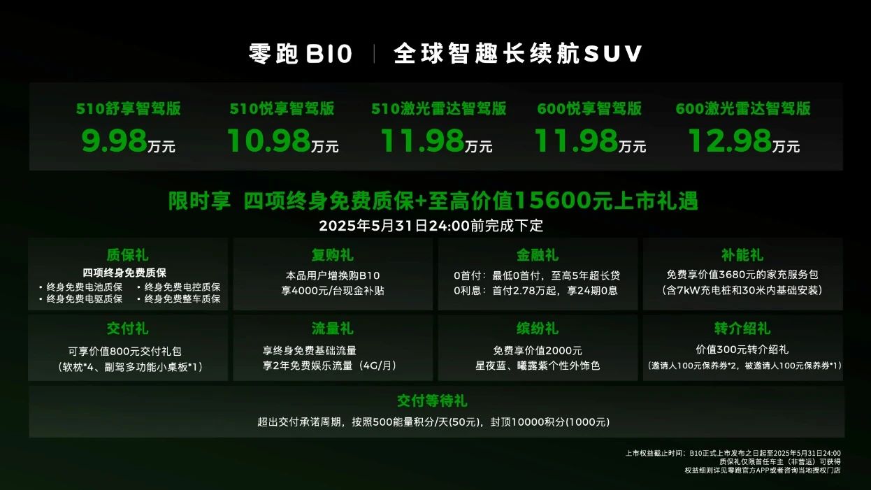 售价9.98万-12.98万，零跑B10正式济南上市
