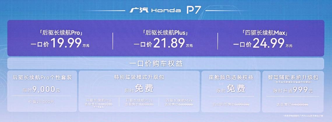 广汽本田 P7上市，售价19.99万-24.99万