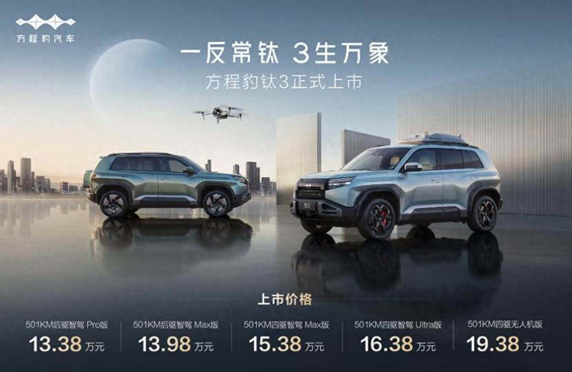 比亚迪方程豹钛3上市 惊喜价13.38万起售 政策权益更惊喜