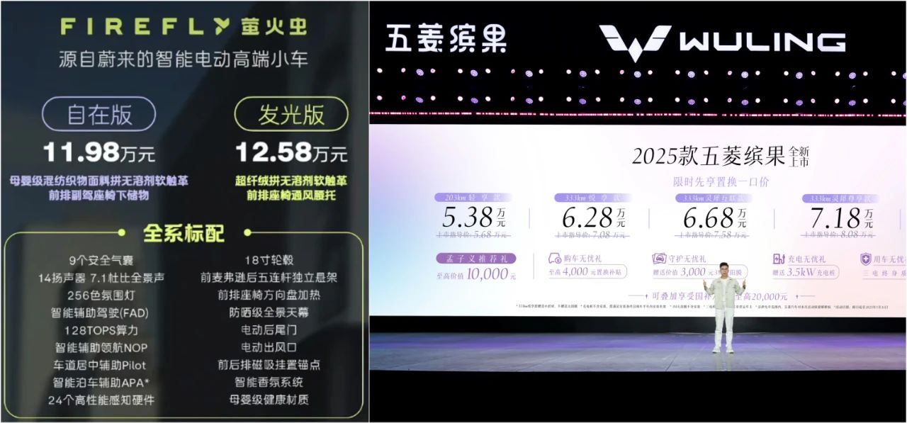 五菱缤果蔚来萤火虫同时上市，5厘米价差超过5万
