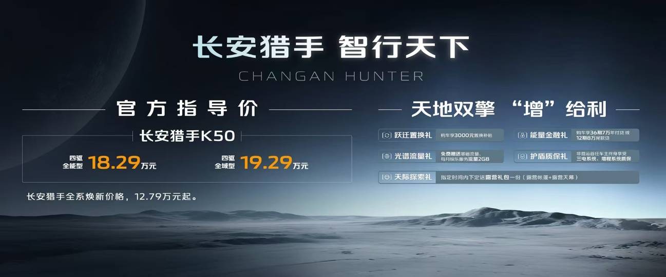 全球首款超级大增程数智皮卡！长安猎手K50上市，18.29万元起