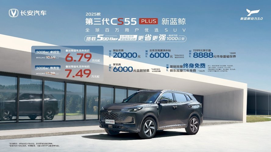 长安第三代CS55PLUS焕新新蓝鲸500Bar发动机