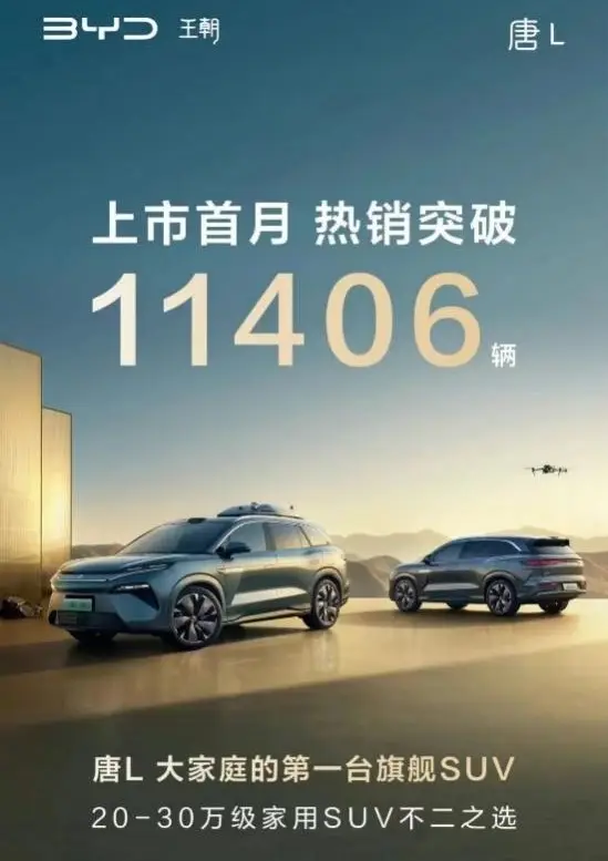 20-30万级SUV王炸，唐L上市首月热销超1.1万辆，全能实力何以铸就？
