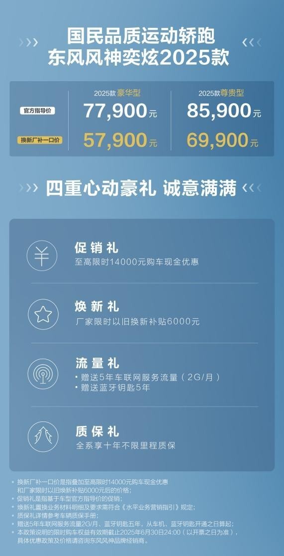 搅局家轿市场 奕炫25款上市换新厂补一口价5.79万元起