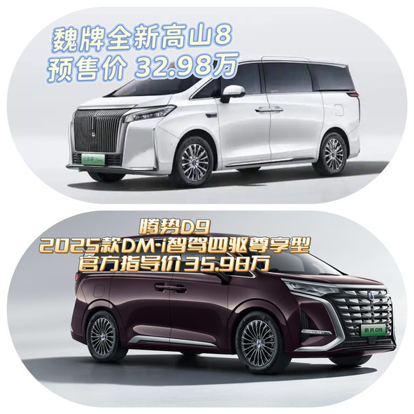 魏牌全新高山8 vs 腾势D9 2025款 谁才是性价比之王？