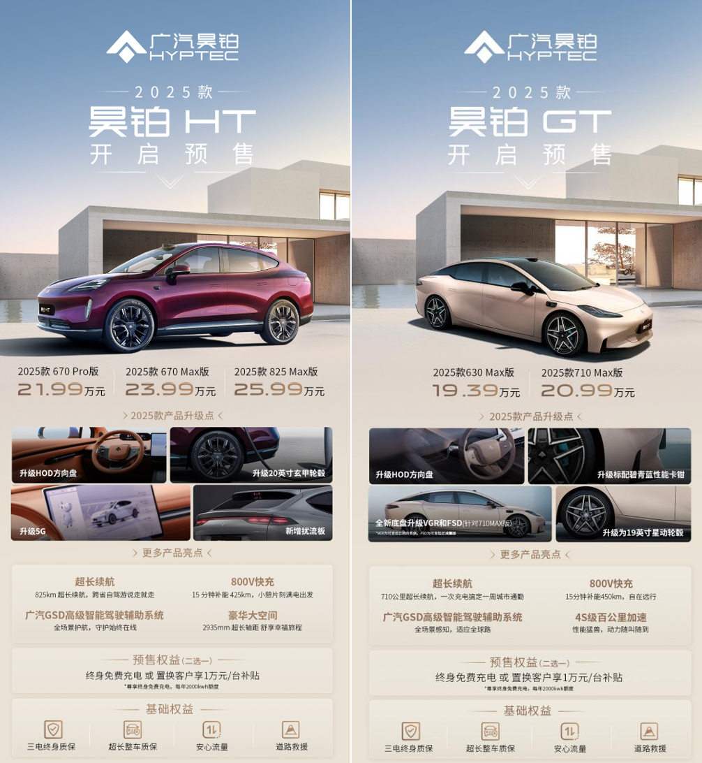 广汽昊铂HT/GT 2025款开启预售，四大产品升级带来豪华进阶