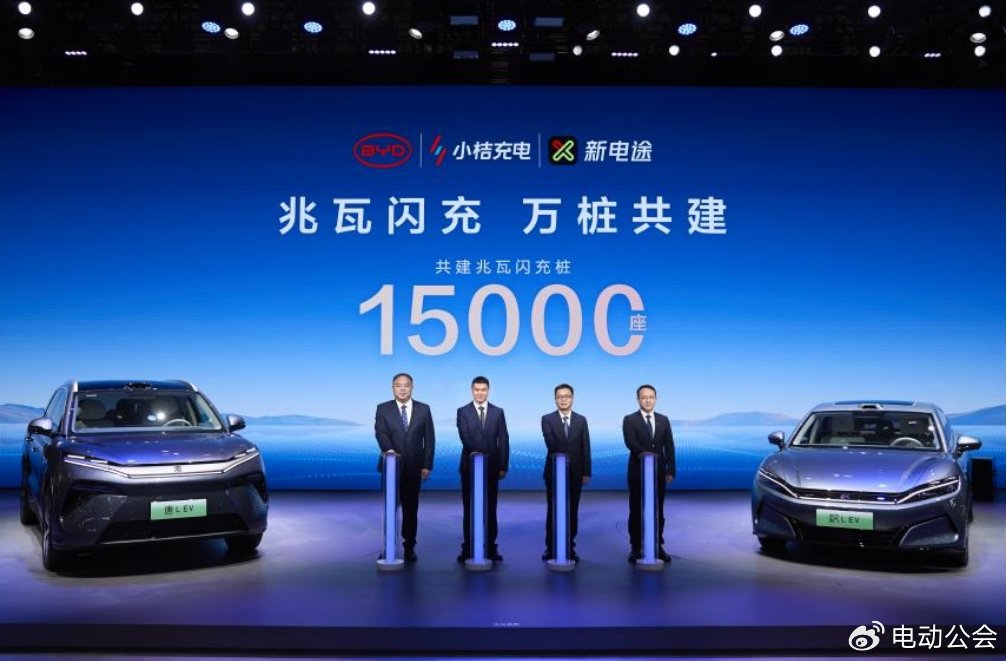 15000座！比亚迪与小桔充电、新电途共建兆瓦闪充生态