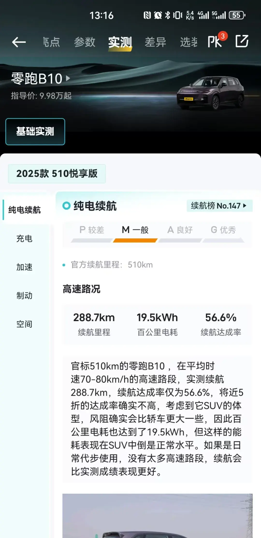 零跑B10高速续航不尽如人意
