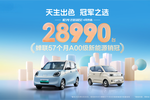 宏光MINIEV4月热销28990台 蝉联57个月A00级新能源销冠