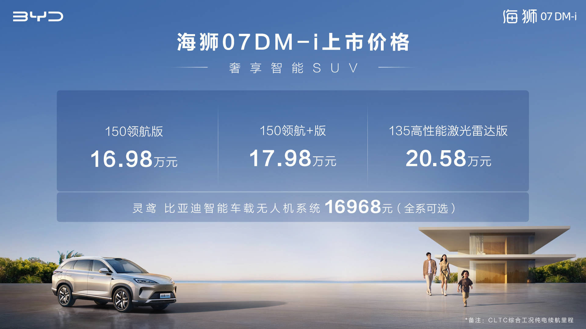 比亚迪海狮07DM-i 正式上市，售价16.98万元-20.58万元，重新定义家用SUV新标杆！