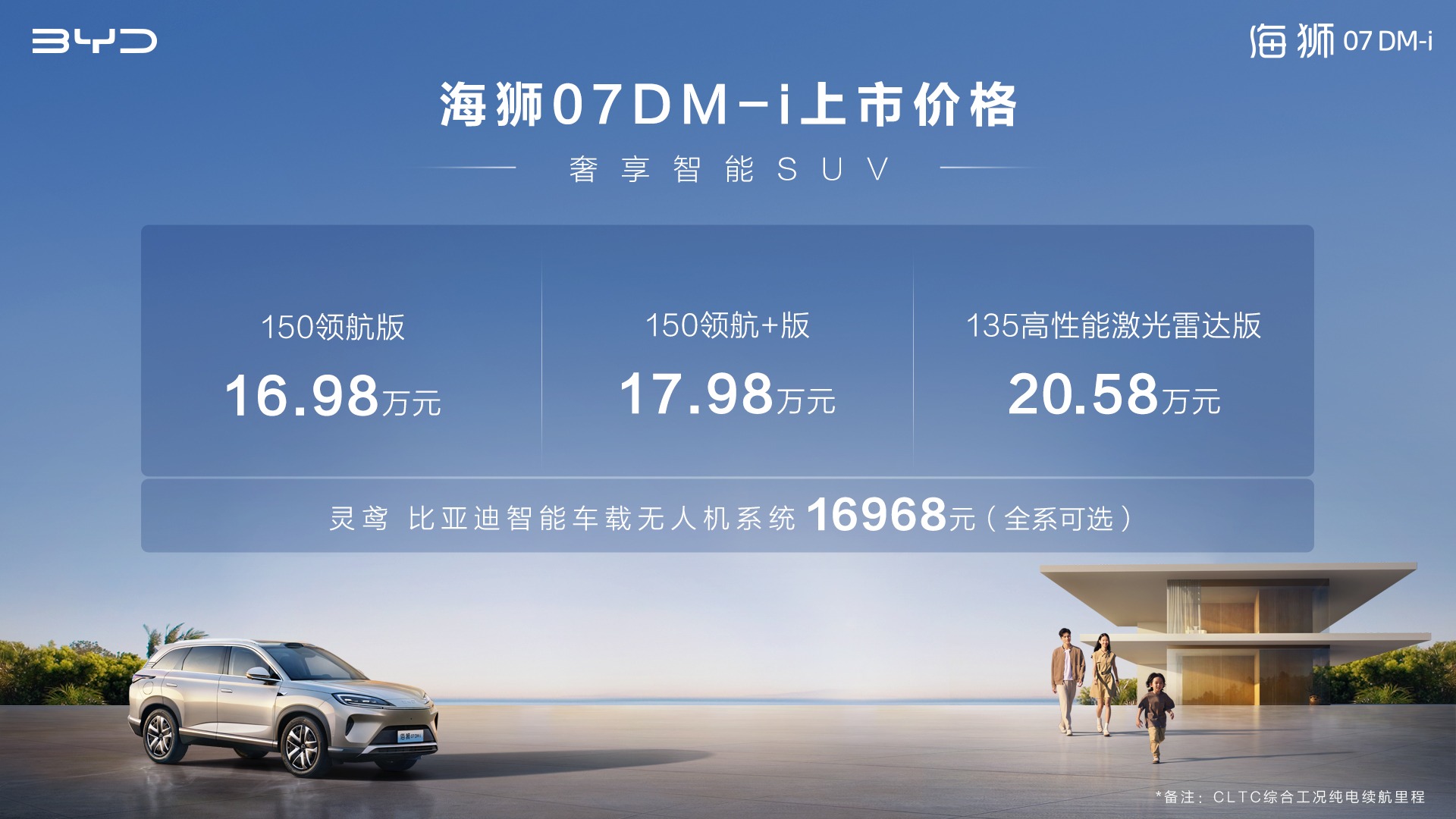 全系标配云辇-C、天神之眼，全新中大型SUV海狮07DM-i正式上市16.98万起