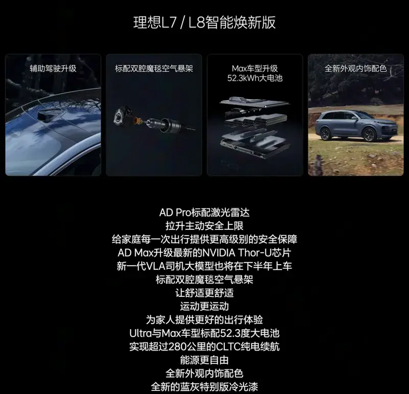 全系标配激光雷达 理想L系列智能焕新版正式上市