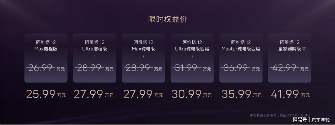 同级唯一华为三激光雷达，阿维塔12焕新权益后起售25.99万元