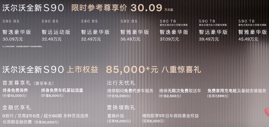 沃尔沃全新S90耀世而至，限时参考尊享价30.09万元起