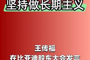 回顾比亚迪王传福股东大会发言，不拉踩同行是比亚迪的企业原则