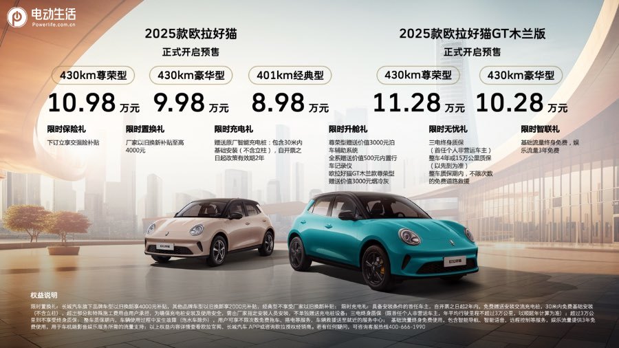 更换尾标 2025款欧拉好猫8.98万元起预售开启